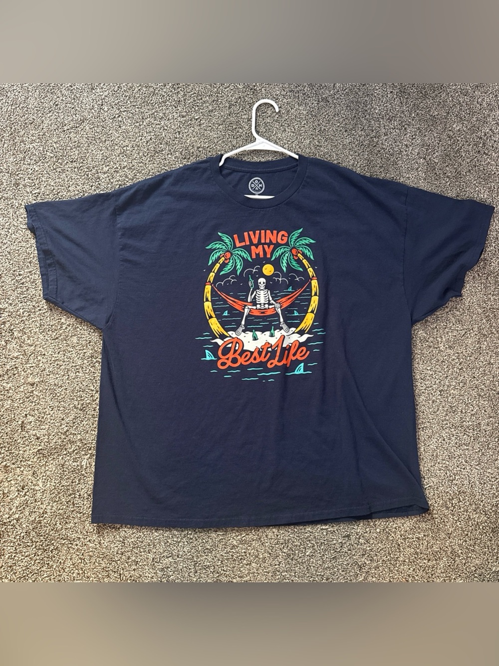"Living My Best Life" Skeleton Ocean Tee T-Shirt 3XL DOM Blue Men’s